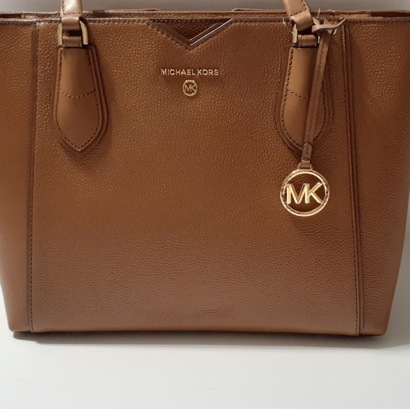 💎NWT Michael Kors Mae Luggage/Cognac Leather Medium Tote - Picture 15 of 16
